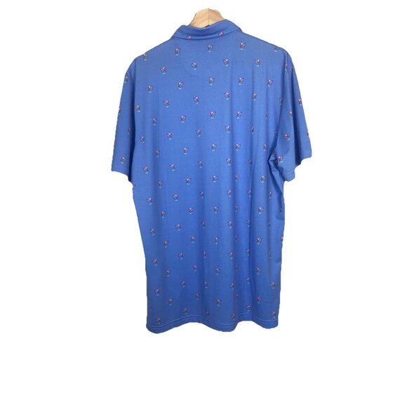 RLX Ralph Lauren Mens M Fishing Flamingo Golf Polo Shirt Blue Lightweight New - Picture 5 of 9